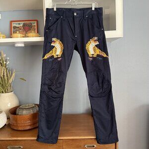 G-Star Raw x Pharrell 5622 3D Tapered Muay Thai Embroidered Sateen Pants Sz 33